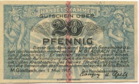 München-Gladbach - Handelskammer - 1.5.1917 - 20 Pfennig 