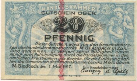 München-Gladbach - Handelskammer - 1.5.1917 - 20 Pfennig 