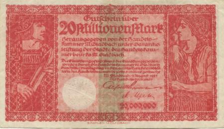 München-Gladbach - Handelskammer - 8.8.1923 - 20 Millionen Mark 