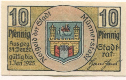 Münnerstadt - Stadt - 24.12.1920 - 1.1.1925 - 10 Pfennig 