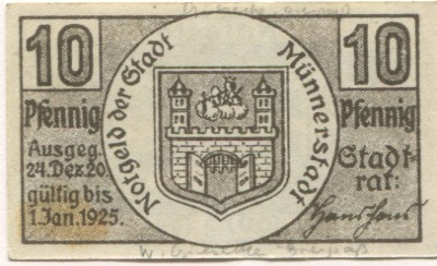 Münnerstadt - Stadt - 24.12.1920 - 1.1.1925 - 10 Pfennig 