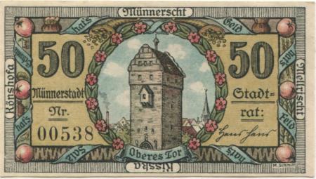 Münnerstadt - Stadt - 1.1.1921 - 50 Pfennig 