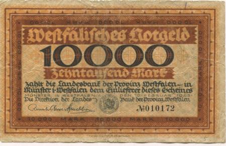 Münster - Landesbank der Provinz Westfalen - 10.2.1923 - 10000 Mark 