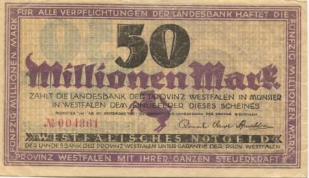 Münster - Landesbank der Provinz Westfalen - 20.9.1923 - 50 Millionen Mark 