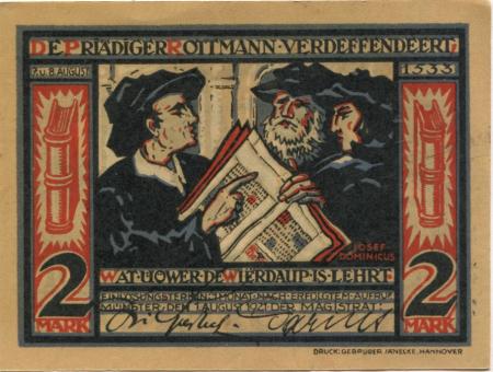 Münster - Stadt - 1.8.1921 - 2 Mark 