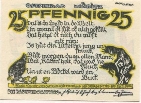 Müritz (heute: Graal-Müritz) - Badeverwaltung -  - 28.2.1922 - 25 Pfennig 