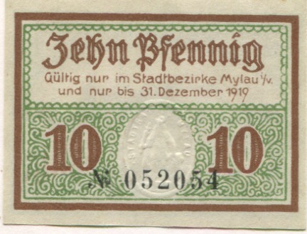 Mylau - Stadt - - 31.12.1919 - 10 Pfennig 