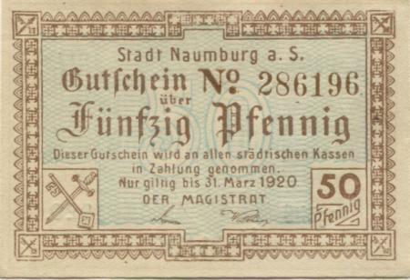 Naumburg - Stadt -1917 - 31.3.1920 - 50 Pfennig 