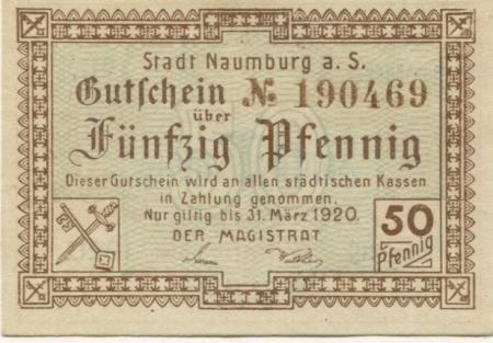 Naumburg - Stadt -1917 - 31.3.1920 - 50 Pfennig 