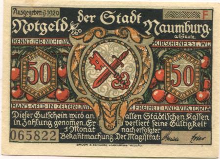 Naumburg - Stadt - 1920 - 50 Pfennig 