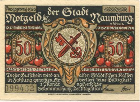 Naumburg - Stadt - 1920 - 50 Pfennig 