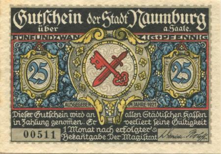 Naumburg - Stadt - 1921 - 25 Pfennig 