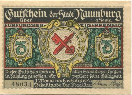 Naumburg - Stadt - 1921 - 75 Pfennig 