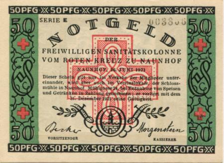 Naunhof - Deutsches Rotes Kreuz, Freiwillige Sanitätskolonne - 26.6.1921 - 31.12.1921 - 50 Pfennig 