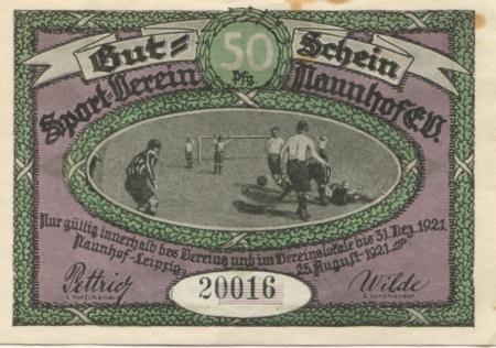 Naunhof - Sportverein eV - 25.9.1921 -  31.12.1921 - 50 Pfennig 