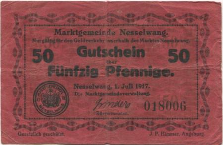 Nesselwang - Marktgemeinde - 1.7.1917 - 50 Pfennig 