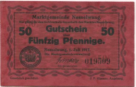 Nesselwang - Marktgemeinde - 1.7.1917 - 50 Pfennig 