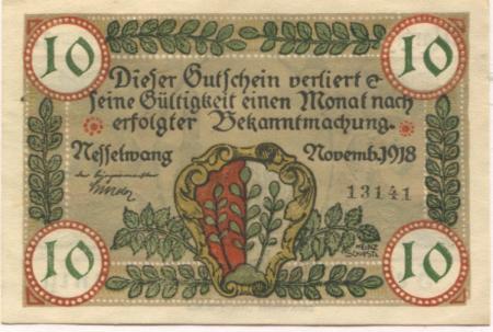 Nesselwang - Marktgemeinde - November 1918 - 10 Pfennig 