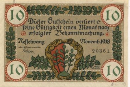 Nesselwang - Marktgemeinde - November 1918 - 10 Pfennig 