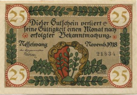 Nesselwang - Marktgemeinde - November 1918 - 25 Pfennig 