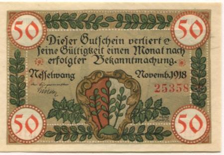 Nesselwang - Marktgemeinde - November 1918 - 50 Pfennig 