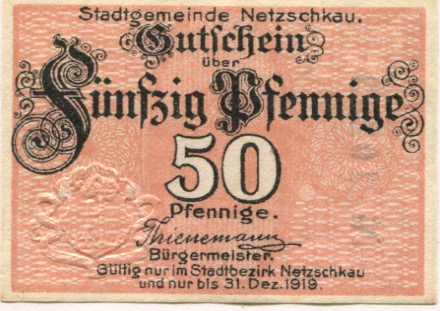 Netzschkau - Stadt - - 31.12.1919 - 50 Pfennig 