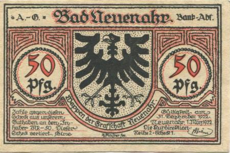Neuenahr (Bad) - Kurdirektion - 1.3.1922 - 50 Pfennig 