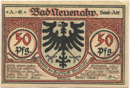 Neuenahr (Bad) - Kurdirektion - 1.3.1922 - 50 Pfennig 