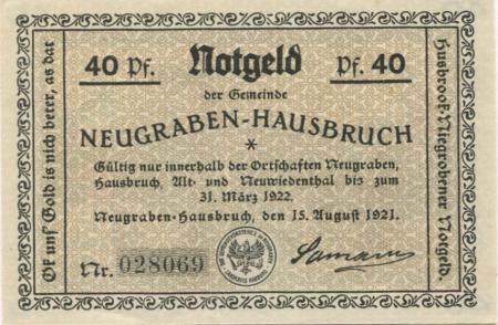 Neugraben-Hausbruch (heute: Hamburg) - Gemeinde - 15.8.1921 - 31.3.1922 - 60 Pfennig 
