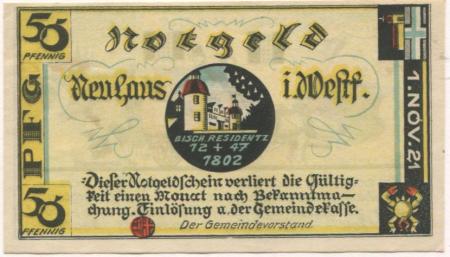 Neuhaus (heute: Paderborn) - Gemeinde - 1.11.1921 - 50 Pfennig 