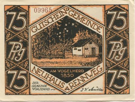 Neuhaus - Gemeinde - 1921 - 75 Pfennig 