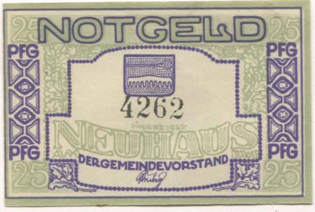 Neuhaus - Gemeinde - 1.3.1921 - 25 Pfennig 