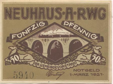 Neuhaus - Gemeinde - 1.3.1921 - 50 Pfennig 