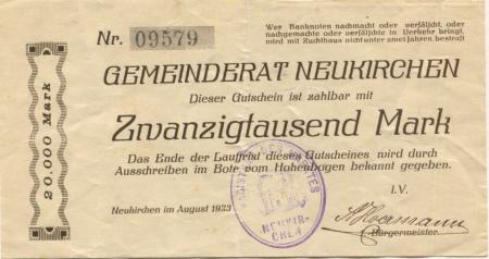 Neukirchen - Gemeinde - August 1923 - 20000 Mark 