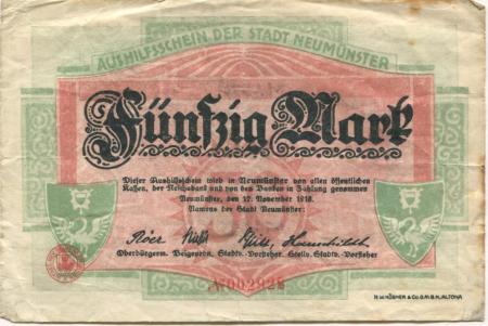 Neumünster - Stadt - 12.11.1918 - 50 Mark 