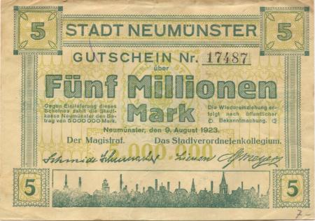 Neumünster - Stadt - 9.8.1923 - 5 Millionen Mark 