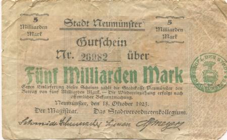 Neumünster - Stadt - 18.10.1923 - 5 Milliarden Mark 