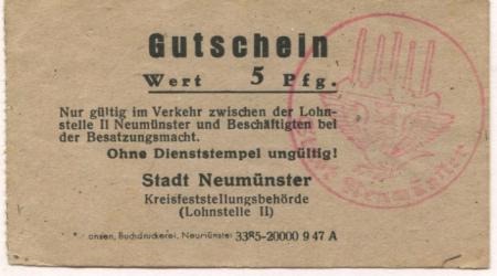 Neumünster - Kreisfeststellungsbehörde, Lohnstelle II - September 1947 - 5 Pfennig 