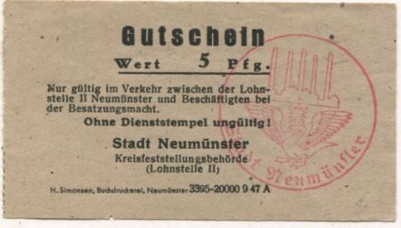 Neumünster - Kreisfeststellungsbehörde, Lohnstelle II - September 1947 - 5 Pfennig 
