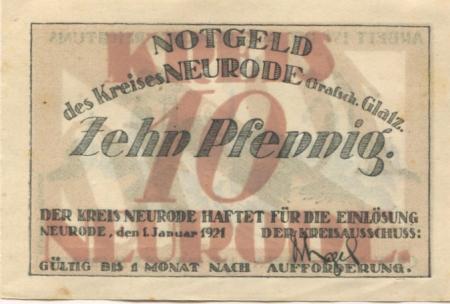 Neurode (heute: OL-Nowa Ruda) - Kreis - 1.1.1921 - 10 Pfennig 