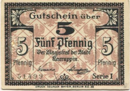 Neuruppin - Stadt - -- - 5 Pfennig 