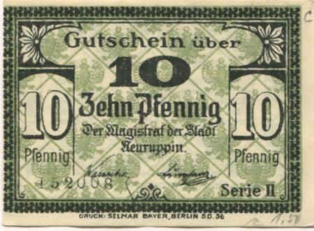 Neuruppin - Stadt - -- - 10 Pfennig 