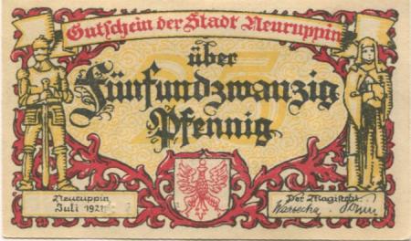 Neuruppin - Stadt - Juli 1921 - 25 Pfennig 