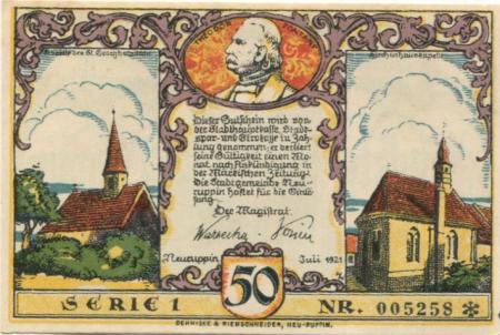 Neuruppin - Stadt - Juli 1921 - 50 Pfennig 