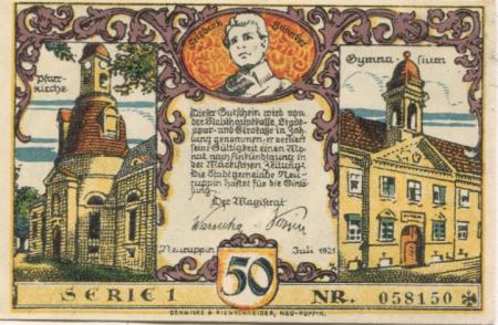 Neuruppin - Stadt - Juli 1921 - 50 Pfennig 