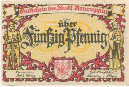 Neuruppin - Stadt - Juli 1921 - 50 Pfennig 