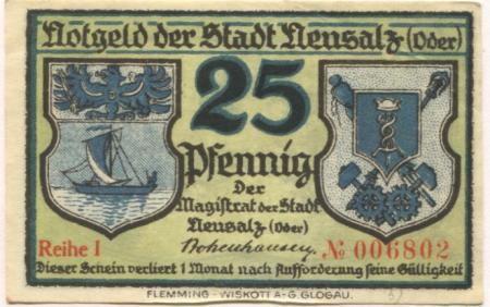 Neusalz (heute: PL-Nowa Sól) - Stadt - -- - 25 Pfennig 