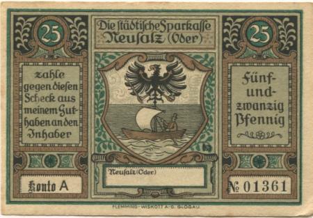 Neusalz (heute: PL-Nowa Sól) - Städtische Sparkasse - -- - 25 Pfennig 
