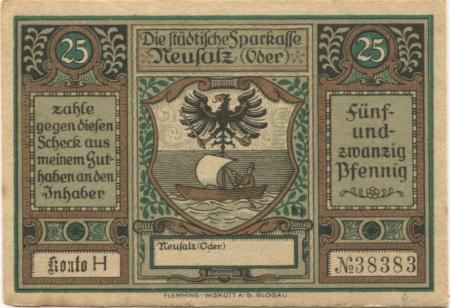 Neusalz (heute: PL-Nowa Sól) - Städtische Sparkasse - -- - 25 Pfennig 