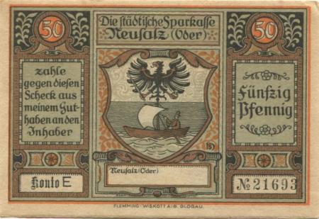 Neusalz (heute: PL-Nowa Sól) - Städtische Sparkasse - -- - 50 Pfennig 